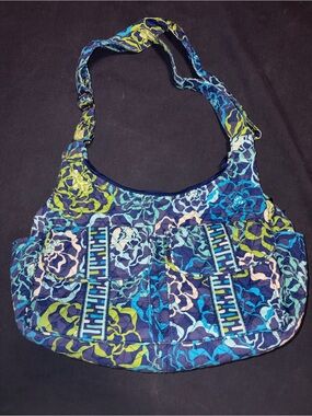 Vera Bradley Quilted Floral Shoulder Bag in Blue & Green